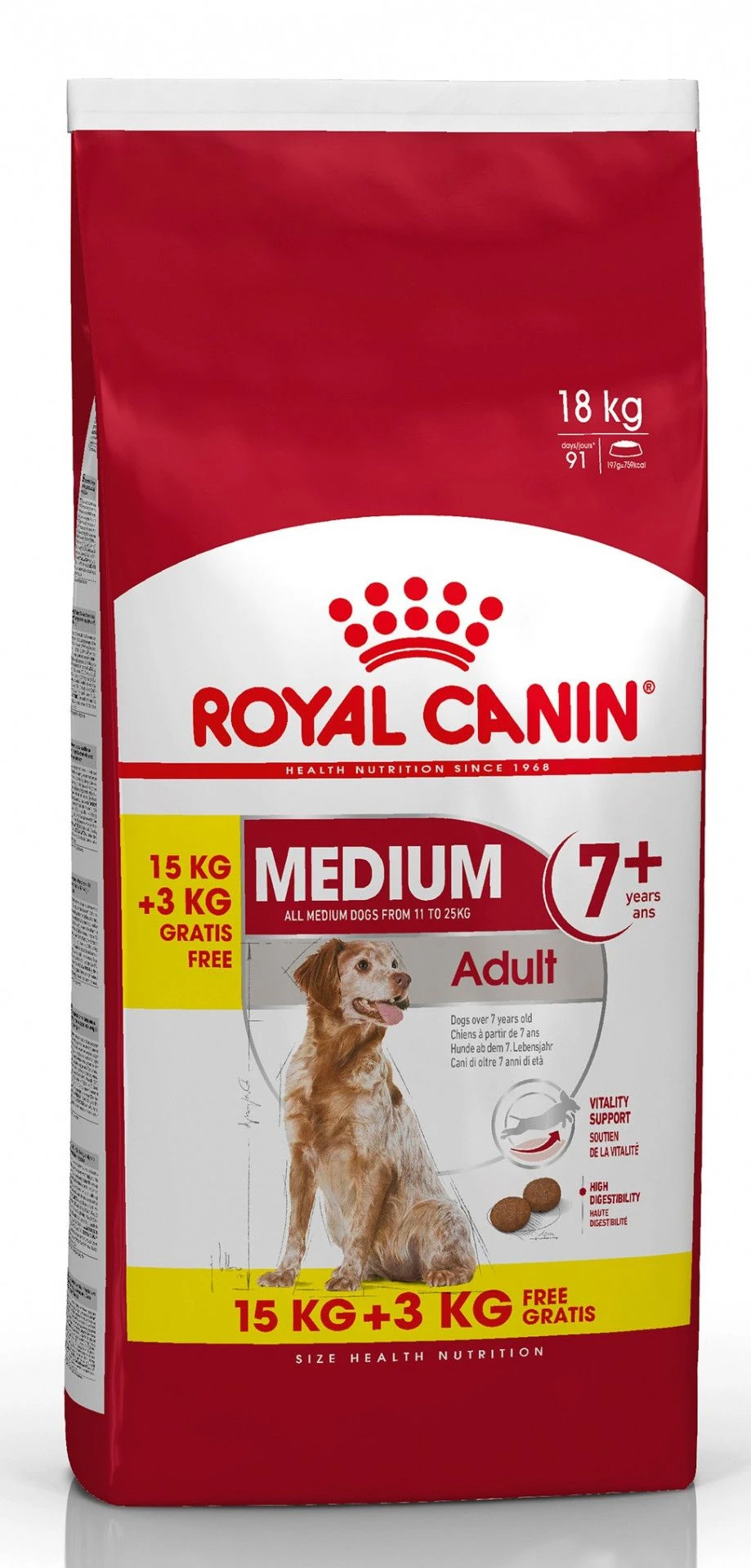 Royal Canin Medium Adult 7+ Hondenvoer 15kg + 3kg Gratis 1 Royal Canin Medium Adult 7+ Hondenvoer 15kg + 3kg Gratis