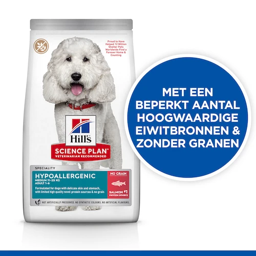 Hill's Science Plan Hypoallergenic Medium Hond Met Zalm 14kg 2 Hill's Science Plan Hypoallergenic Medium Hond Met Zalm 14kg - Afbeelding 2