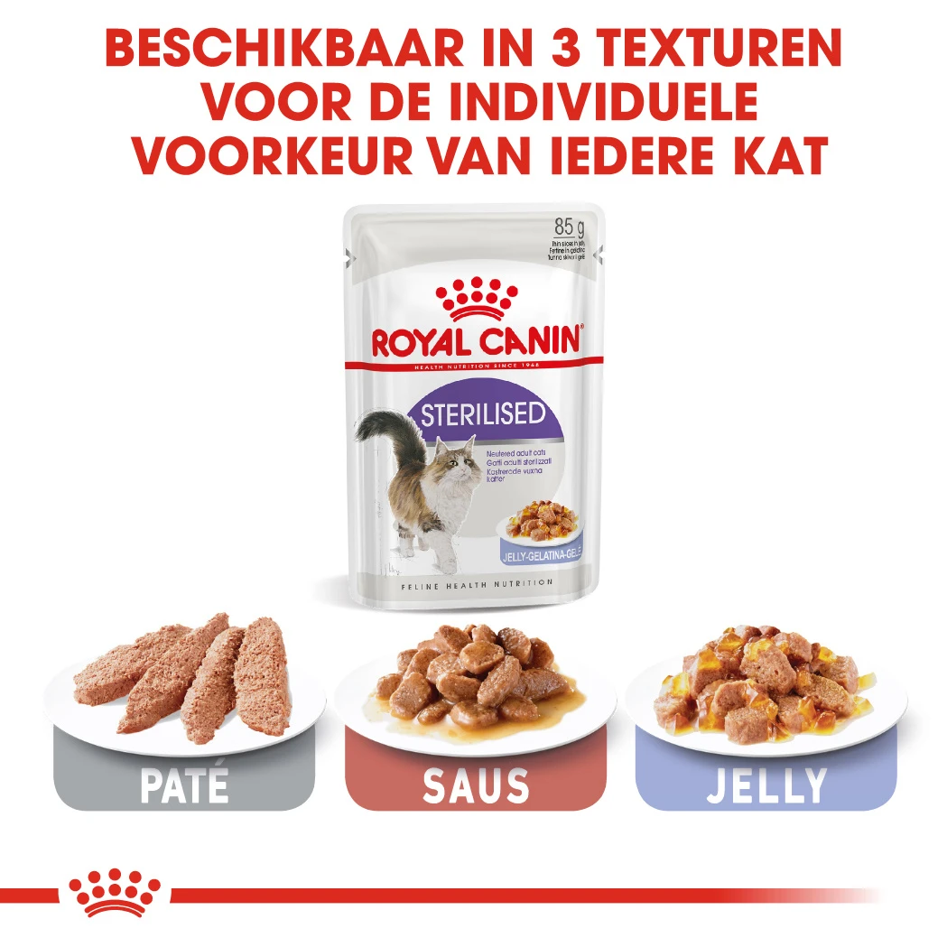 Royal Canin Sterilised In Jelly Kattenvoer 12x85g 5 Royal Canin Sterilised In Jelly Kattenvoer 12x85g - Afbeelding 5